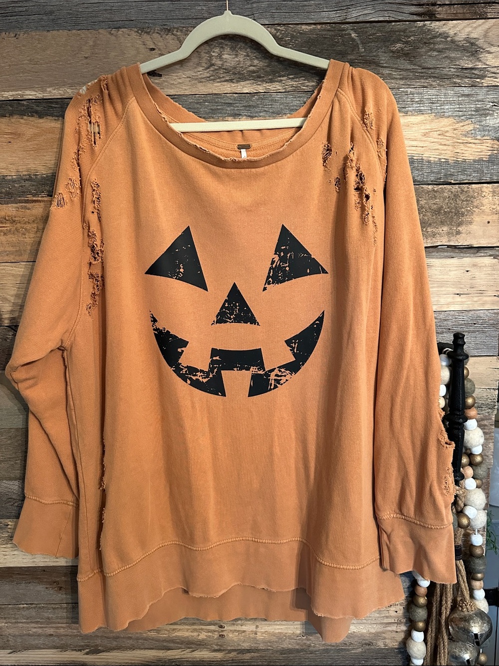 Free people Women’s Pumpkin Face Distressed Sweatshirt we the free custom